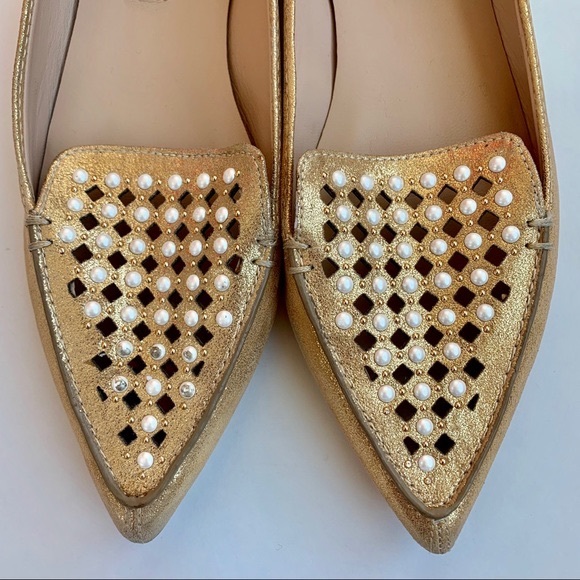 Karl Lagerfeld Devan Embellished Gold Soft Brushed Suede Shoe - Picture 3 of 5